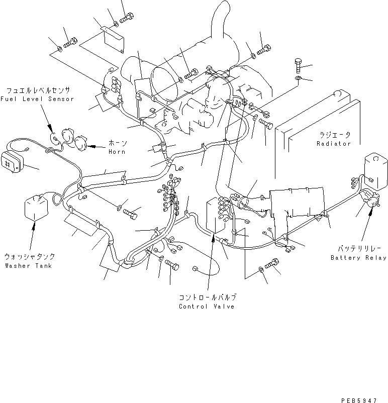 Komatsu parts book diagram for PC200EL-6K S/N K30001-UP: WIRING (2/4) (MAIN HARNESS)(#K30001-K31999)