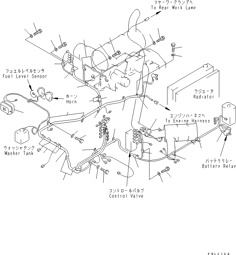 Komatsu parts book diagram for PC200EL-6K S/N K30001-UP: WIRING (2/4) (MAIN HARNESS)(#K32001-K34000)