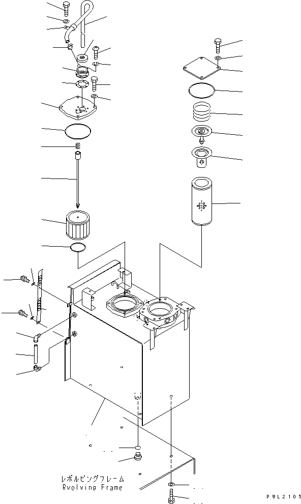 Komatsu parts book diagram for PC200EL-6K S/N K30001-UP: HYDRAULIC TANK(#K32001-K32375)