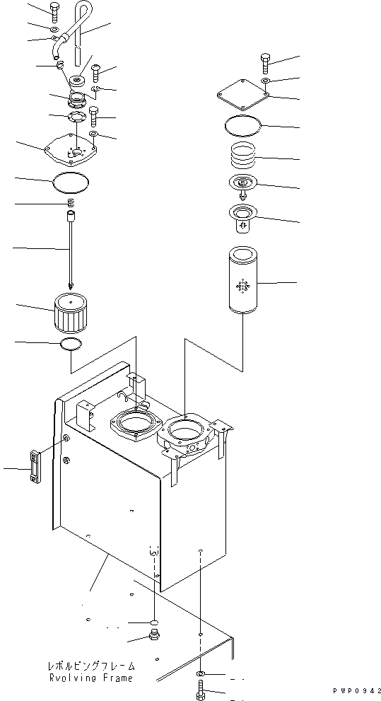 Komatsu parts book diagram for PC200EL-6K S/N K30001-UP: HYDRAULIC TANK(#K34001-)