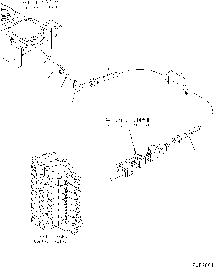 Komatsu parts book diagram for PC200EL-6K S/N K30001-UP: RETURN LINE (HOSE)(#K30015-K30206)