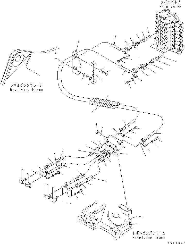 Komatsu parts book diagram for PC200EL-6K S/N K30001-UP: BOOM LINE (ADDITIONAL PIPING)(#K32376-)