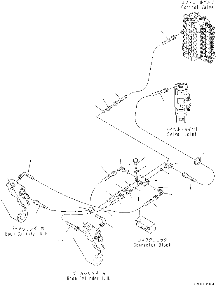 Komatsu parts book diagram for PC200EL-6K S/N K30001-UP: DRIFT PRIVENTIVE (FOR 2-PIECE BOOM)