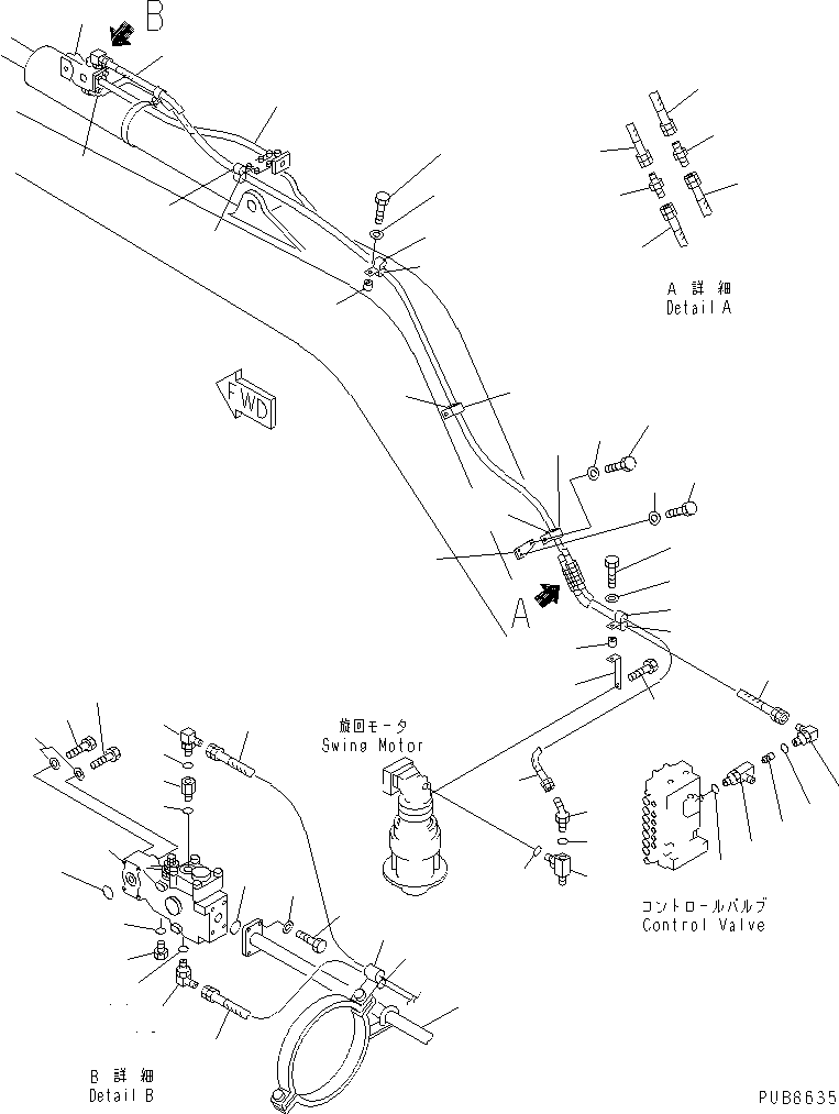 Komatsu parts book diagram for PC200EL-6K S/N K30001-UP: DRIFT PRIVENTIVE (ARM)(#K30001-K30392)