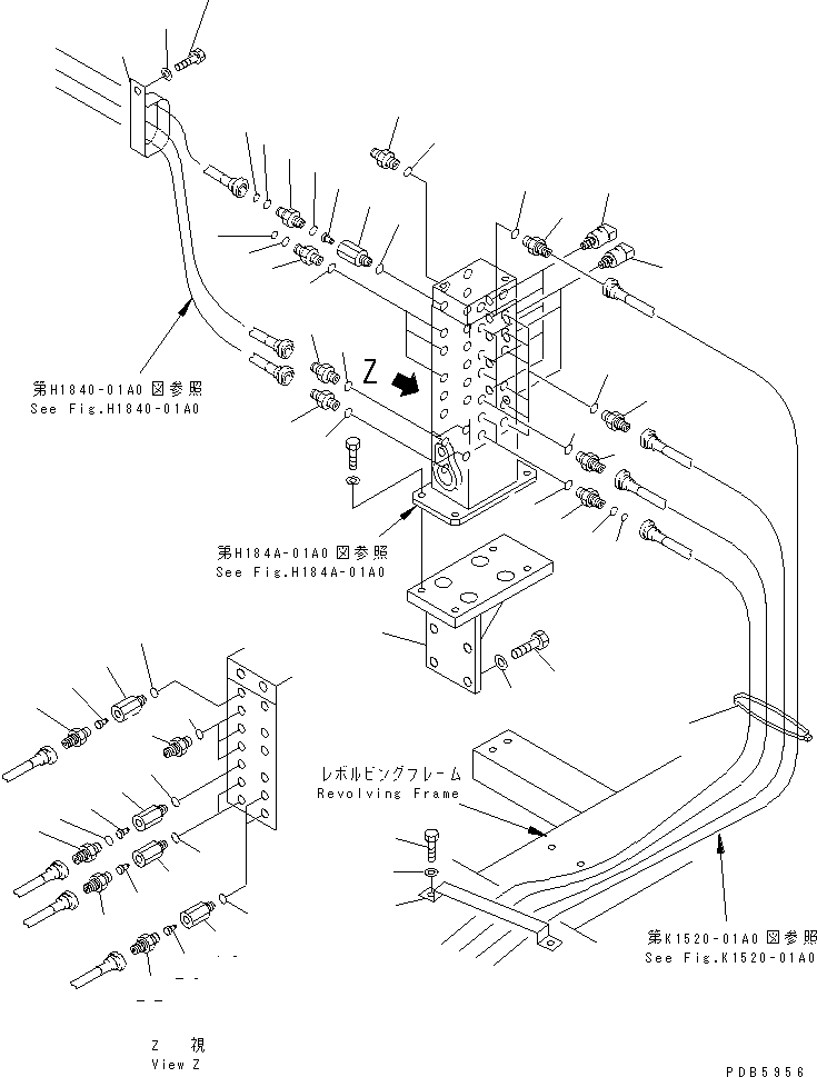 Komatsu parts book diagram for PC200EL-6K S/N K30001-UP: SHUTTLE VALVE (CONNECTING PARTS)(#K30185-K31999)
