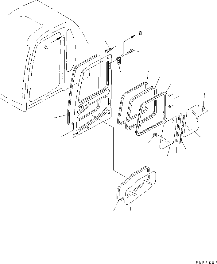Komatsu parts book diagram for PC200EL-6K S/N K30001-UP: OPERATOR'S CAB (6/7) (DOOR)(#K30001-K30263)