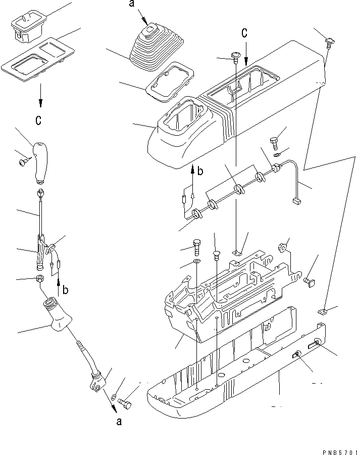 Komatsu parts book diagram for PC200EL-6K S/N K30001-UP: LEFT STAND (LEVER AND COVER)(#K30001-K30184)