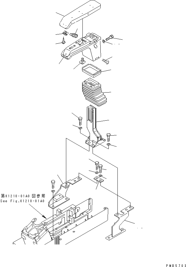 Komatsu parts book diagram for PC200EL-6K S/N K30001-UP: LEFT STAND (ARMREST)(#K30001-K30184)