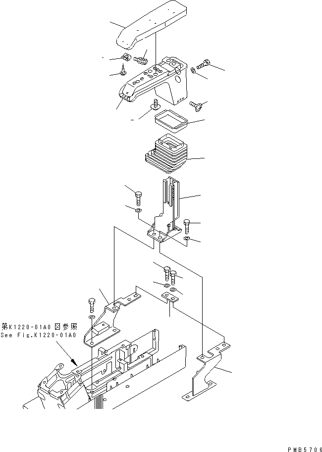 Komatsu parts book diagram for PC200EL-6K S/N K30001-UP: RIGHT STAND (ARMREST)(#K30001-K30184)