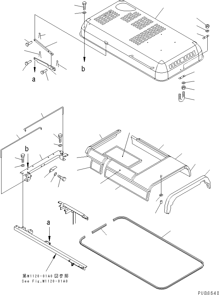 Komatsu parts book diagram for PC200EL-6K S/N K30001-UP: HOOD