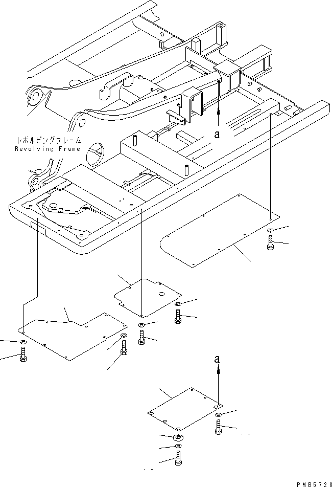 Komatsu parts book diagram for PC200EL-6K S/N K30001-UP: UNDER COVER (REVOLVING FRAME)(#K30001-K34000)