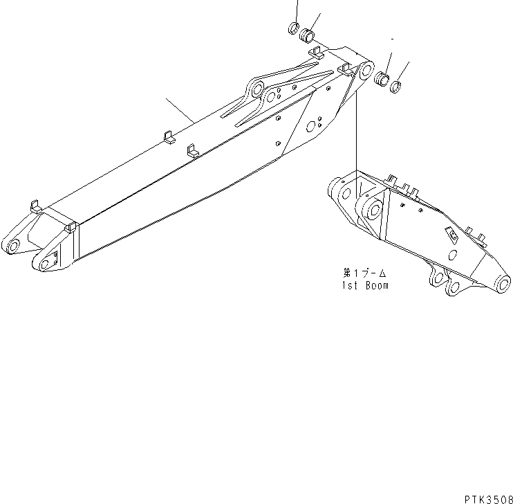 Komatsu parts book diagram for PC200EL-6K S/N K30001-UP: SECOND BOOM (FOR 2-PIECE BOOM)