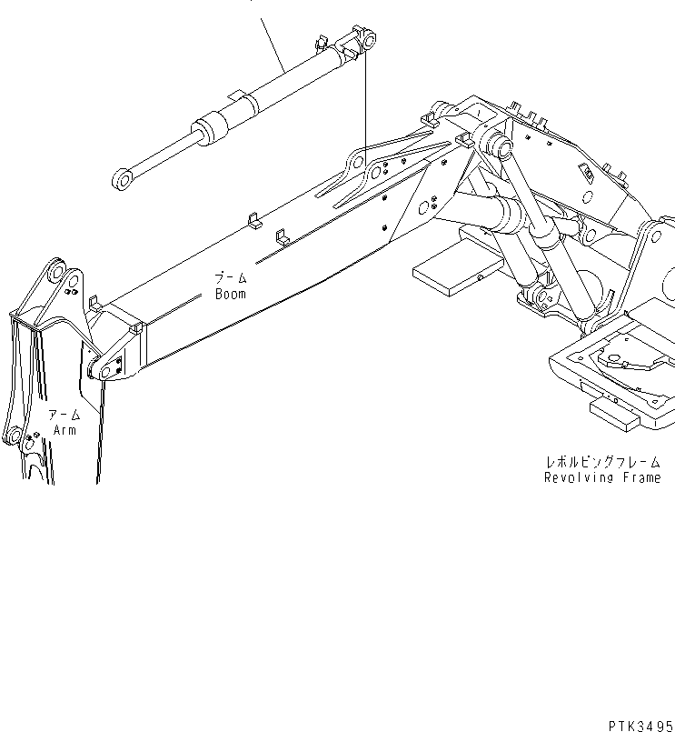 Komatsu parts book diagram for PC200EL-6K S/N K30001-UP: WORK EQUIPMENT CYLINDER (ARM) (FOR 2-PIECE BOOM)