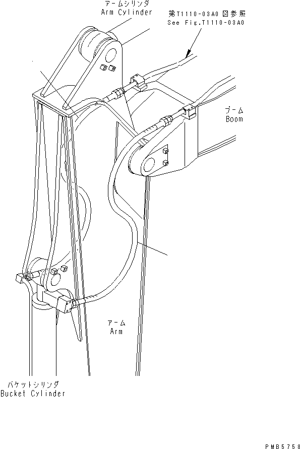 Komatsu parts book diagram for PC200EL-6K S/N K30001-UP: ARM (BUCKET CYLINDER HOSE) (2.9M ARM)