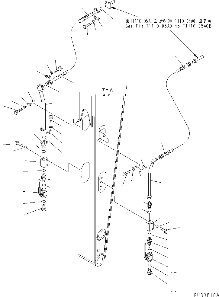 Komatsu parts book diagram for PC200EL-6K S/N K30001-UP: ARM (2.6M) (ADDITIONAL PIPING) (FOR BREAKER)(#K30015-K32375)