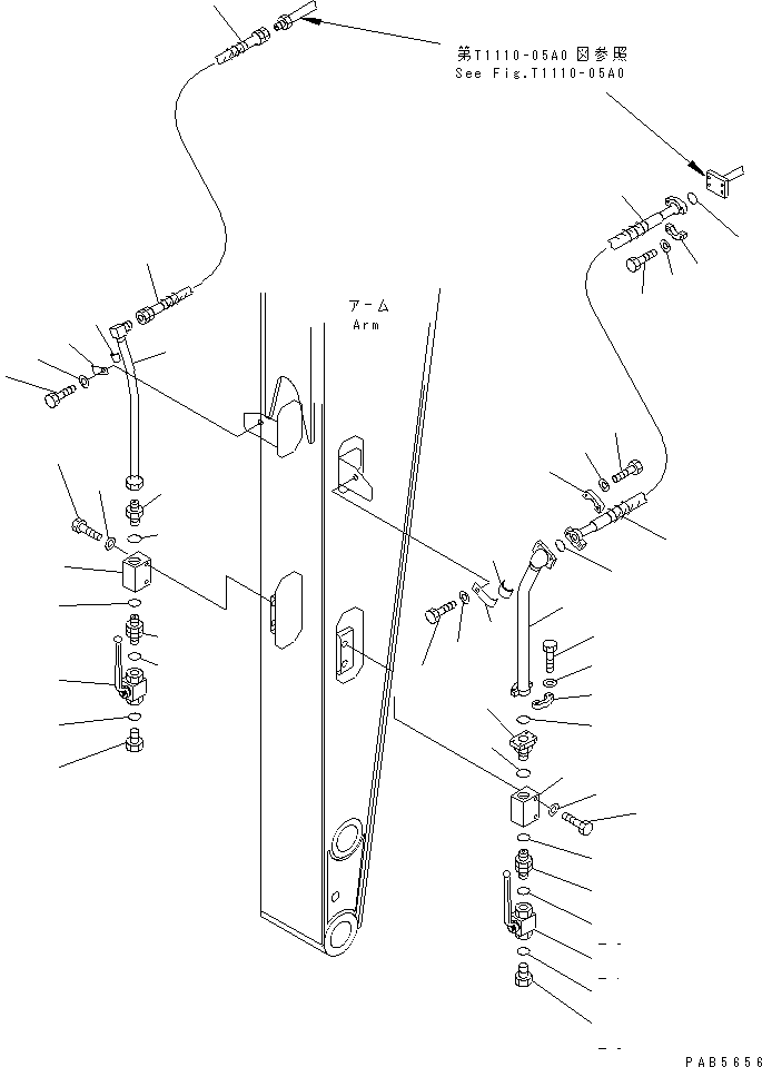 Komatsu parts book diagram for PC200EL-6K S/N K30001-UP: ARM (2.6M) (ADDITIONAL PIPING) (FOR BREAKER)(#K30001-K30014)