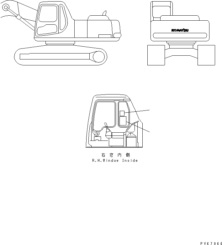 Komatsu parts book diagram for PC200EL-6K S/N K30001-UP: DECAL UNIT-(FOR 2-PIECE BOOM)