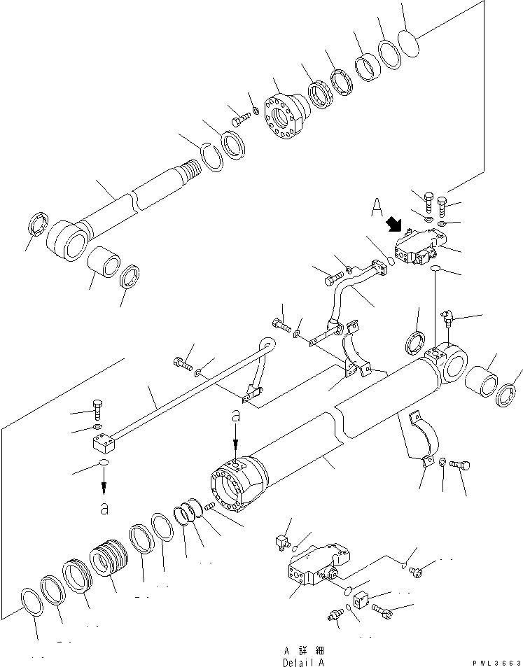 Komatsu parts book diagram for PC200EL-6K S/N K30001-UP: BOOM CYLINDER (L.H.) (WITH SAFETY VALVE) (FOR STRAIGHT BOOM)(#K32001-)