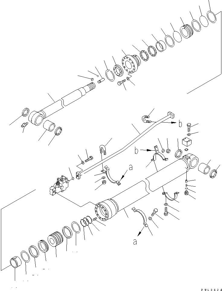 Komatsu parts book diagram for PC200EL-6K S/N K30001-UP: ARM CYLINDER (WITH SAFETY VALVE)(#K30393-)