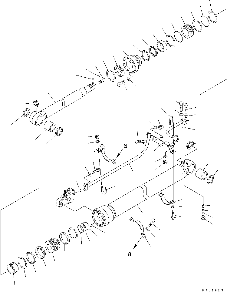 Komatsu parts book diagram for PC200EL-6K S/N K30001-UP: ARM CYLINDER (WITH SAFETY VALVE) (FOR 2-PIECE BOOM)(#K30393-)