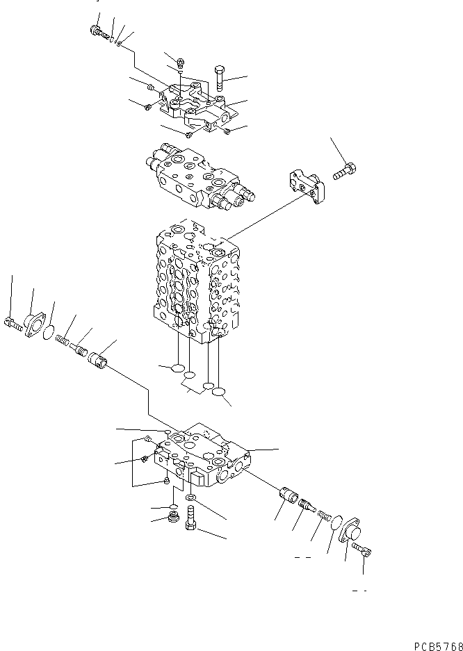 Komatsu parts book diagram for PC200EL-6K S/N K30001-UP: MAIN VALVE (5/10) (1-ACTUATOR)(#K30001-K31999)