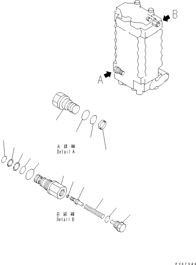 Komatsu parts book diagram for PC200EL-6K S/N K30001-UP: MAIN VALVE (6/10) (1-ACTUATOR)(#K32001-)