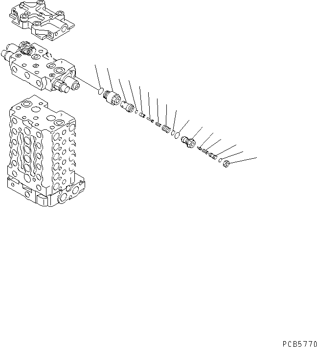 Komatsu parts book diagram for PC200EL-6K S/N K30001-UP: MAIN VALVE (10/10) (1-ACTUATOR)(#K30001-K31999)