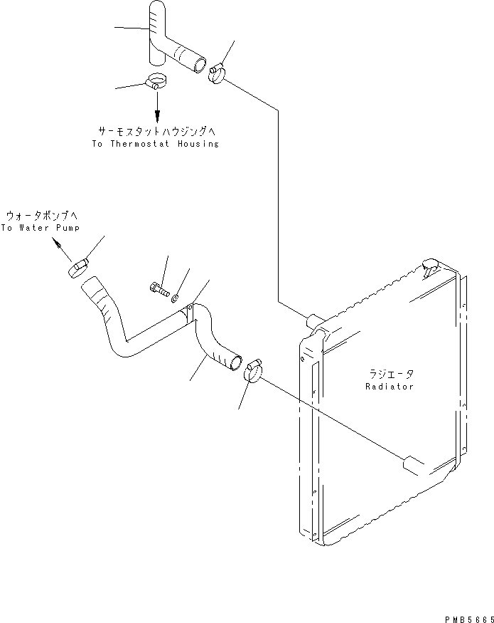 Komatsu parts book diagram for PC200EN-6K S/N K30001-UP: COOLING (PIPING)(#K30001-K31999)