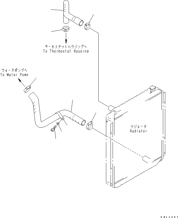 Komatsu parts book diagram for PC200EN-6K S/N K30001-UP: COOLING (PIPING)(#K32001-)