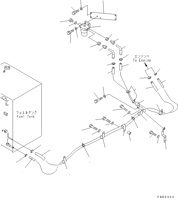 Komatsu parts book diagram for PC200EN-6K S/N K30001-UP: FUEL LINES (WITH WATER SEPARATOR)(#K30001-K31999)