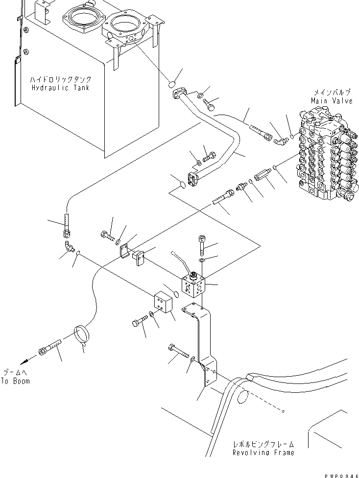 Komatsu parts book diagram for PC200EN-6K S/N K30001-UP: ATTACHMENT LINE (MAIN VALVE PIPING AND CONVERTIBLE BLOCK)(#K32376-)