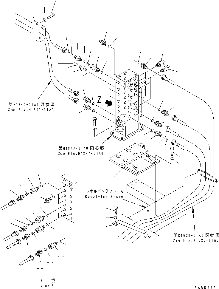 Komatsu parts book diagram for PC200EN-6K S/N K30001-UP: SHUTTLE VALVE (CONNECTING PARTS)(#K30001-K30184)