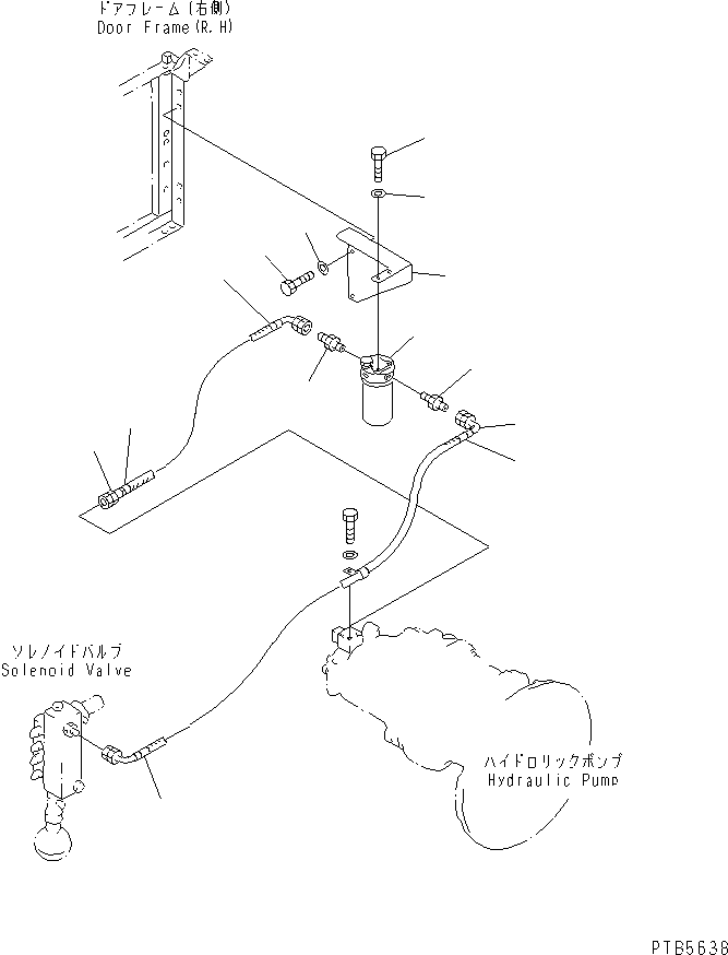 Komatsu parts book diagram for PC200EN-6K S/N K30001-UP: SHUTTLE VALVE LINE (P.P.C. FILTER)