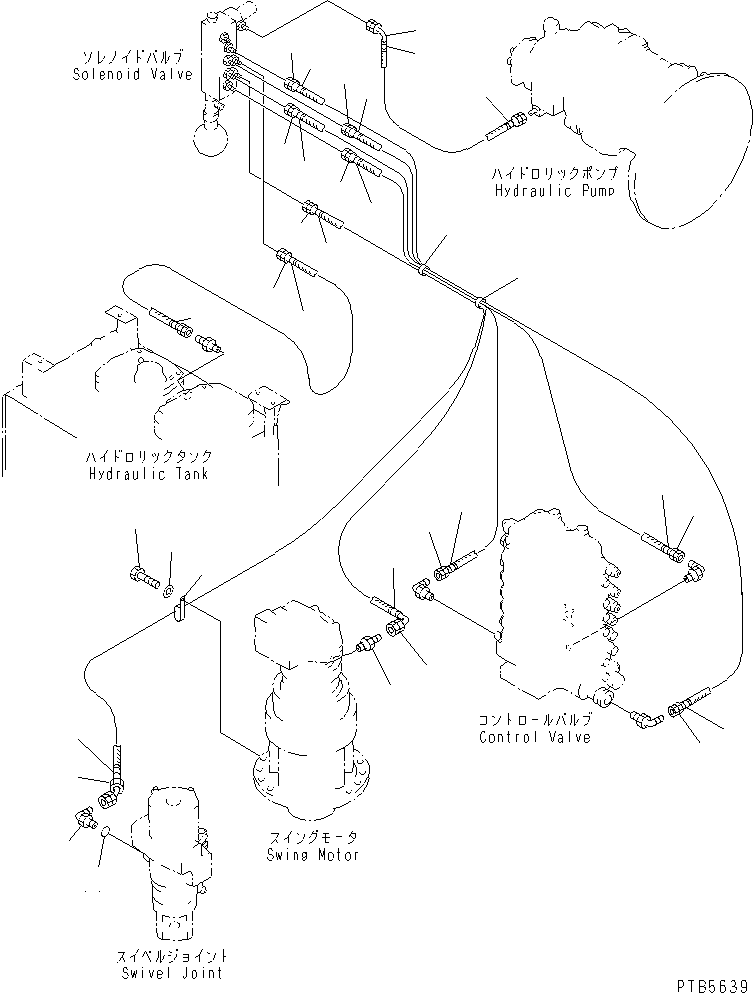 Komatsu parts book diagram for PC200EN-6K S/N K30001-UP: SHUTTLE VALVE LINE (SOLENOID VALVE PIPING)(#K30001-K30051)