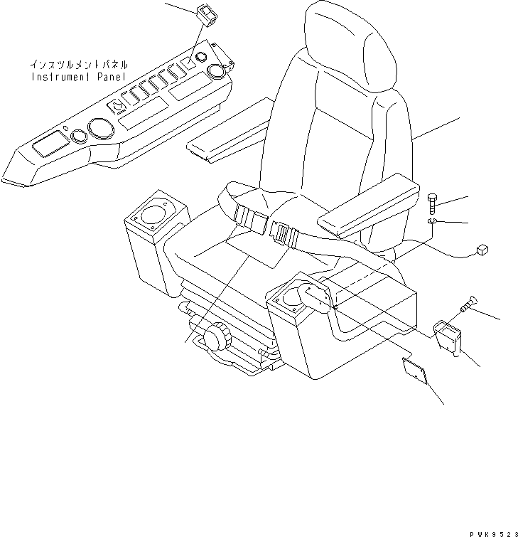 Komatsu parts book diagram for PC200EN-6K S/N K30001-UP: OPERATOR'S SEAT (FOR HEATED SEAT)(#K30264-K34000)