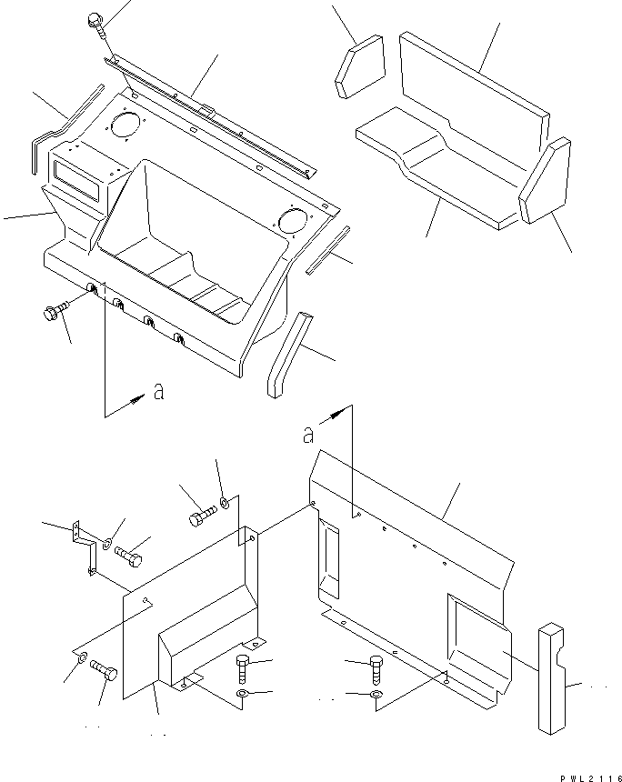 Komatsu parts book diagram for PC200EN-6K S/N K30001-UP: SEAT REAR COVER (WITHOUT AIR CONDITIONER)(#K30001-K34000)