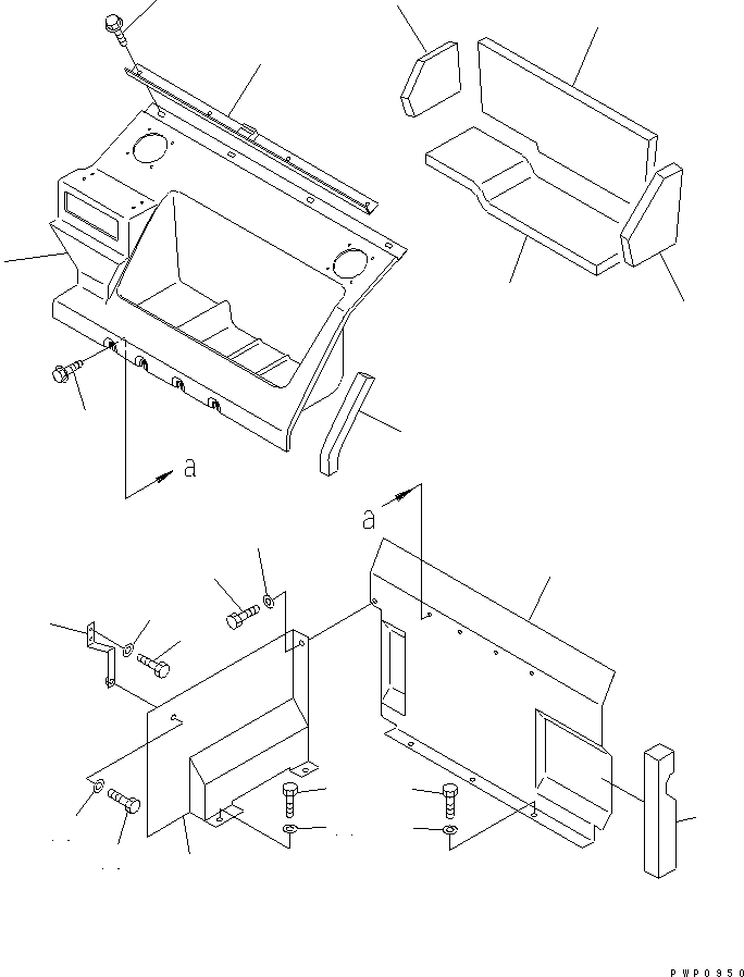 Komatsu parts book diagram for PC200EN-6K S/N K30001-UP: SEAT REAR COVER (WITHOUT AIR CONDITIONER)(#K34001-)