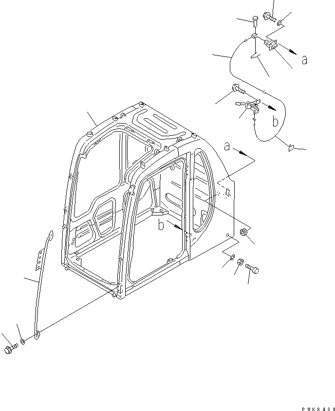 Komatsu parts book diagram for PC200EN-6K S/N K30001-UP: OPERATOR'S CAB (CAB ? GRIP AND OPEN LOCK)(#K30264-K34000)