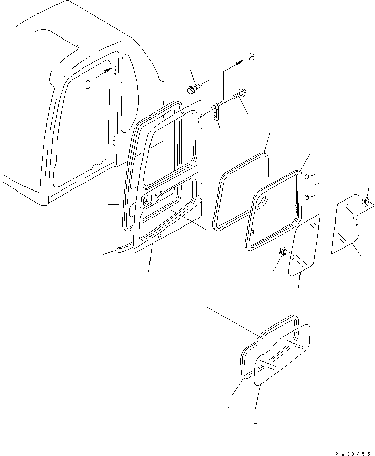 Komatsu parts book diagram for PC200EN-6K S/N K30001-UP: OPERATOR'S CAB (DOOR)(#K30264-K34000)