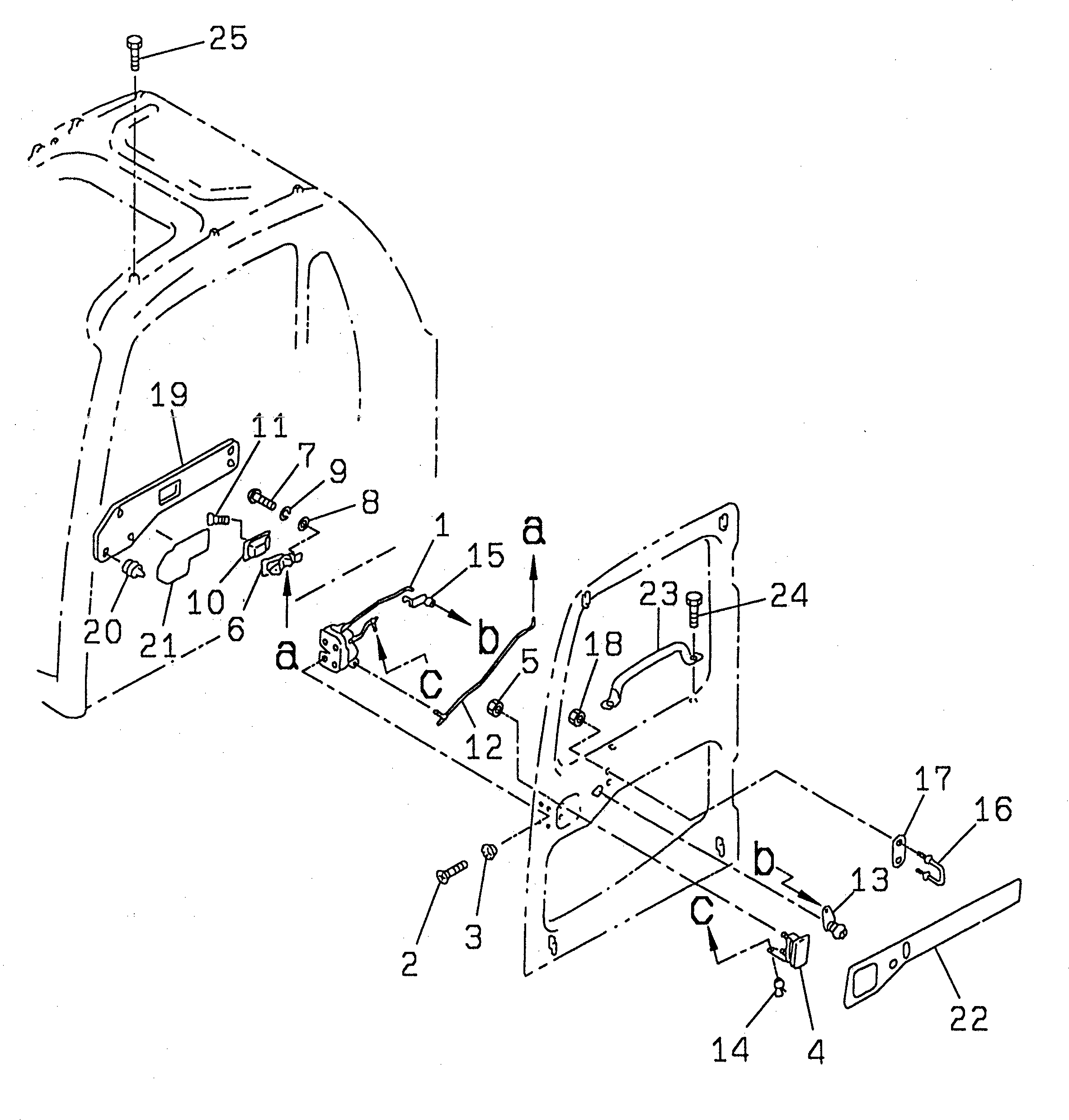Komatsu parts book diagram for PC200EN-6K S/N K30001-UP: OPERATOR'S CAB (7/7) (DOOR LOCK)(#K30001-K30263)