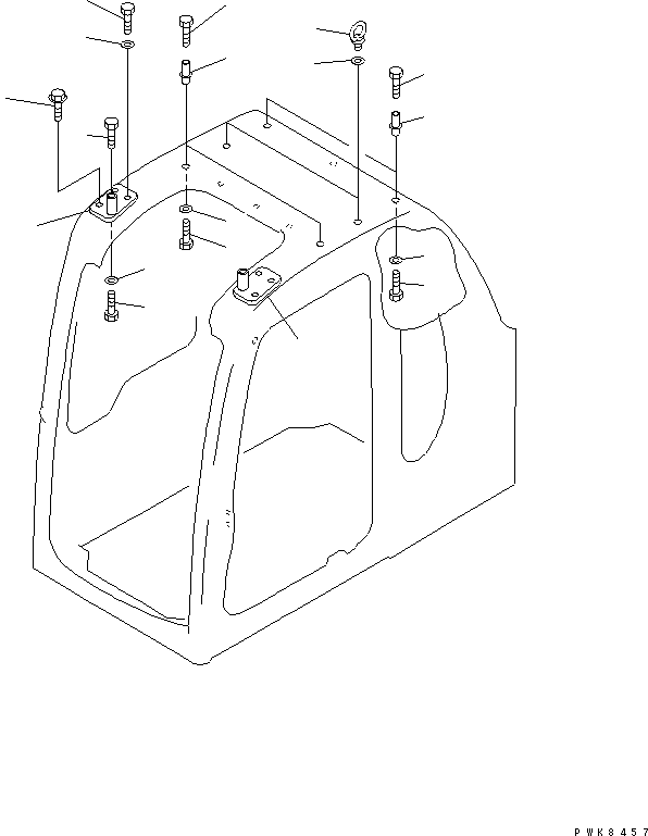 Komatsu parts book diagram for PC200EN-6K S/N K30001-UP: OPERATOR'S CAB (BRACKET)(#K30264-K34000)