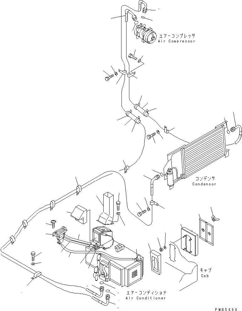 Komatsu parts book diagram for PC200EN-6K S/N K30001-UP: AIR CONDITIONER (COOLING LINE)(#K30001-K31999)