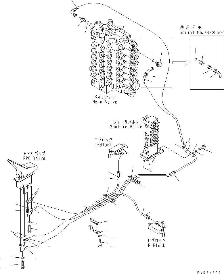 Komatsu parts book diagram for PC200EN-6K S/N K30001-UP: ATTACHMENT PPC LINE-(FOR 2-PIECE BOOM)