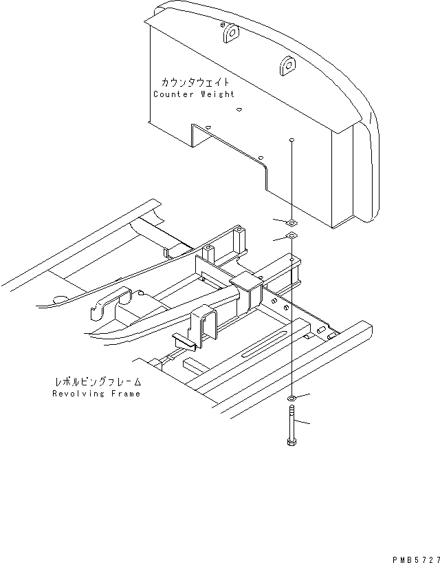Komatsu parts book diagram for PC200EN-6K S/N K30001-UP: COUNTER WEIGHT MOUNTING