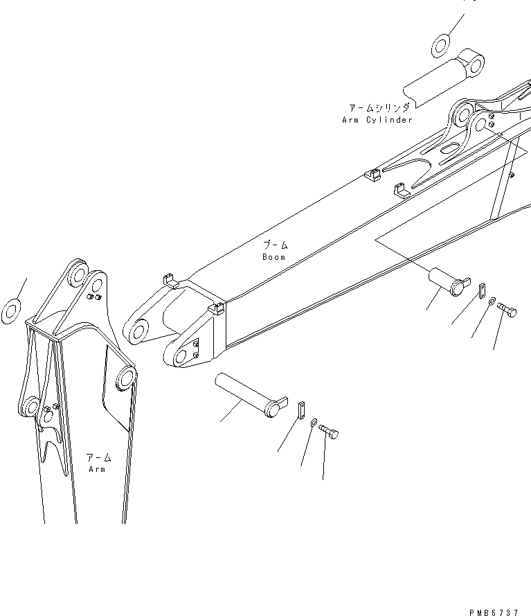 Komatsu parts book diagram for PC200EN-6K S/N K30001-UP: BOOM (TOP PIN AND BOTTOM PIN)
