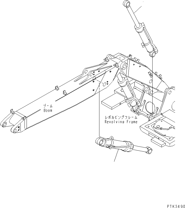 Komatsu parts book diagram for PC200EN-6K S/N K30001-UP: WORK EQUIPMENT CYLINDER (BOOM) (FOR 2-PIECE BOOM)