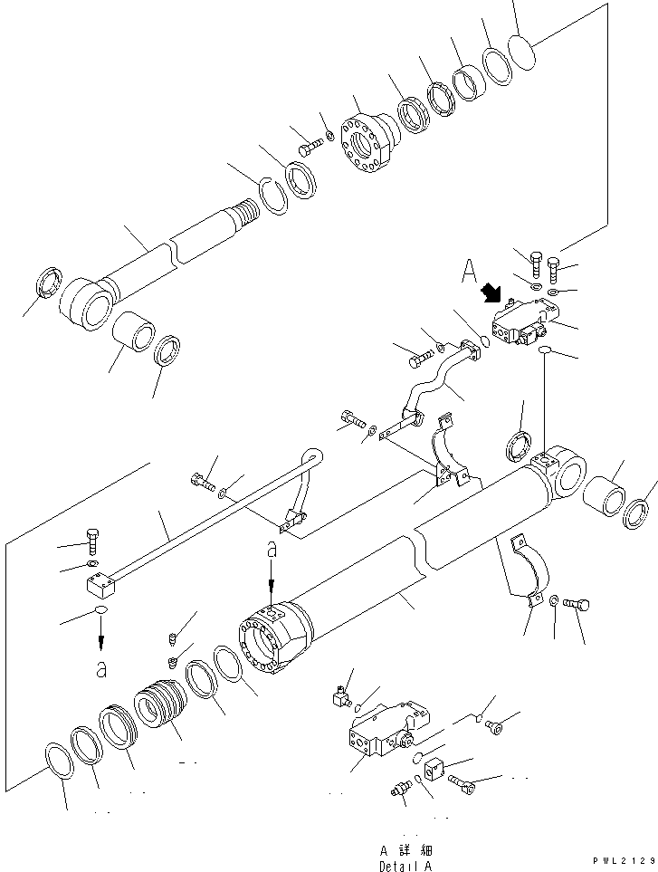 Komatsu parts book diagram for PC200EN-6K S/N K30001-UP: BOOM CYLINDER (L.H.) (WITH SAFETY VALVE)(#K30001-K30351)