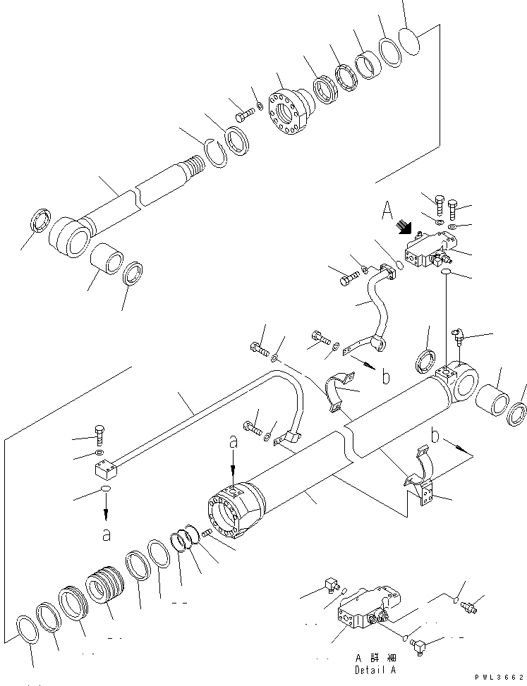 Komatsu parts book diagram for PC200EN-6K S/N K30001-UP: BOOM CYLINDER (R.H.) (WITH SAFETY VALVE)(#K30352-)