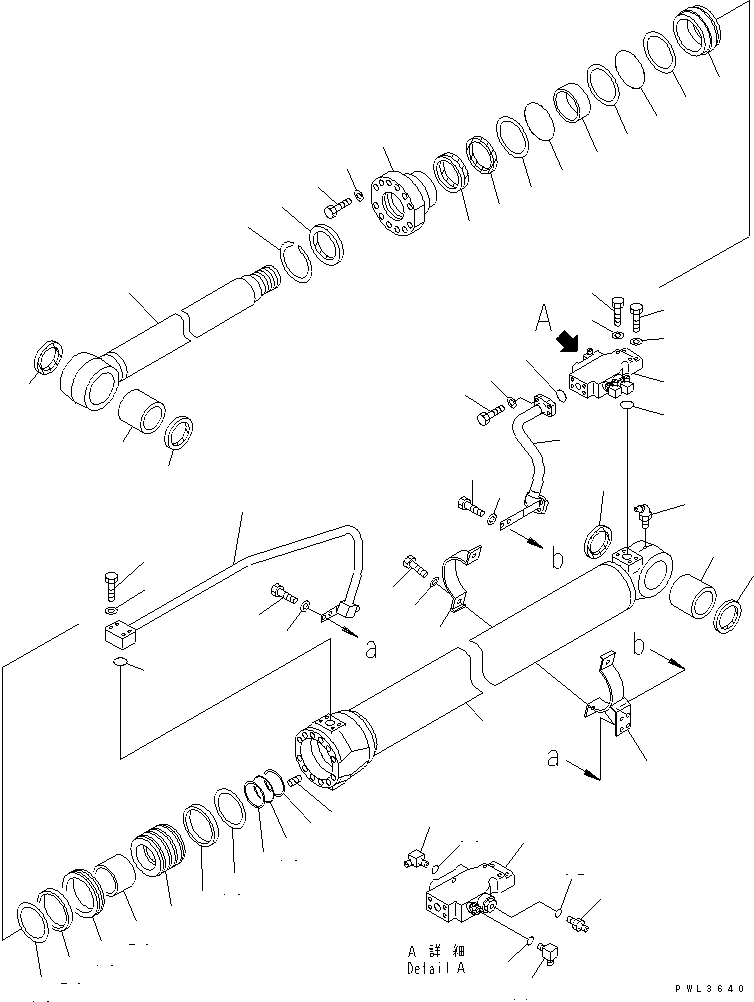 Komatsu parts book diagram for PC200EN-6K S/N K30001-UP: BOOM CYLINDER (R.H.) (WITH SAFETY VALVE) (FOR 2-PIECE BOOM)(#K32001-)