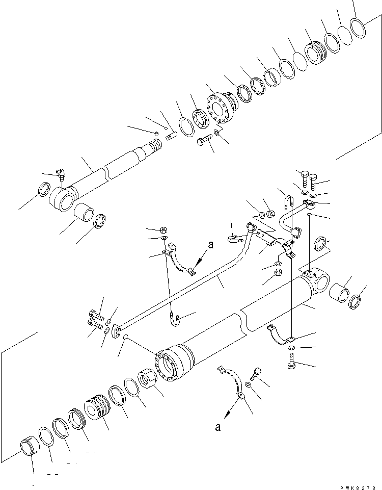 Komatsu parts book diagram for PC200EN-6K S/N K30001-UP: ARM CYLINDER (FOR 2-PIECE BOOM)(#K30001-K30392)